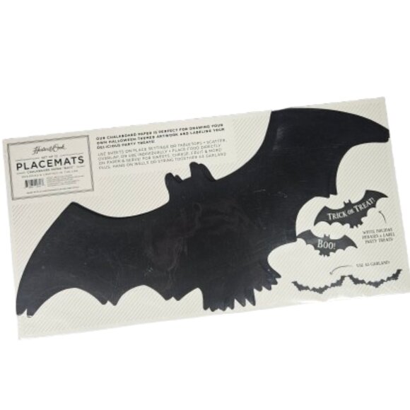 Hester & Cork Chalkboard Paper Bats Placemats Set of 12 Halloween Decoration - Picture 1 of 8
